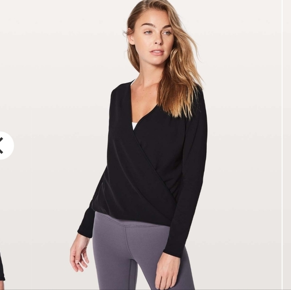 lululemon athletica Tops - Lululemon black Full Freedom Long Sleeve surplice top size 2
